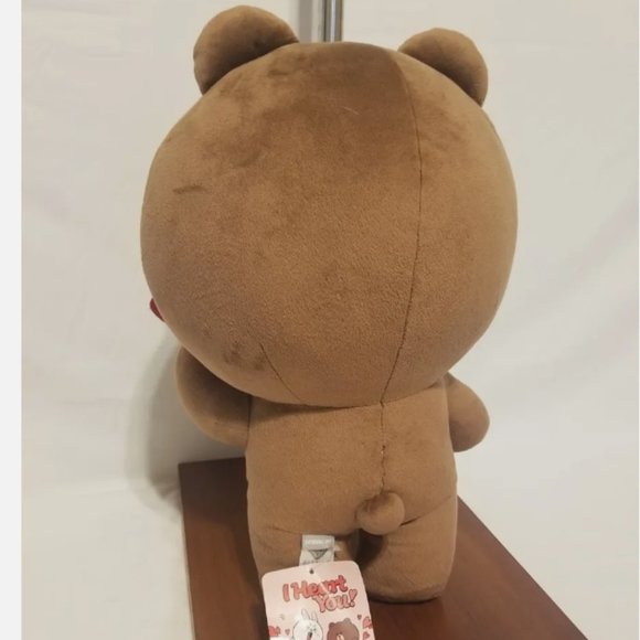 16" Line Friend Licensed Brown Bear Plushie With Red Heart Valentine New Tag - Picture 5 of 8